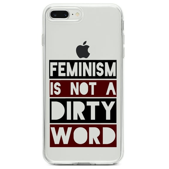 DistinctInk Clear Shockproof Hybrid Case for iPhone 7 PLUS / 8 PLUS (5.5" Screen) TPU Bumper Acrylic Back Tempered Glass Screen Protector - Feminism is NOT A Dirty Word