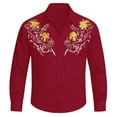 thumbnail image 3 of Tisuna Kids Boy'S Western Cowboy Long Sleeve Shirts Breathable Lapel Collar Floral Print Tops Boys Daily Wear Fall Shirts Size 10-11 Years, 3 of 4