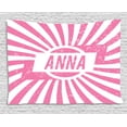 thumbnail image 1 of Anna Tapestry, Retro Style Girls Name Design with Striped Backdrop and Grunge Appearance, Wall Hanging for Bedroom Living Room Dorm Decor, 60W X 40L Inches, Pale Pink and White, by Ambesonne, 1 of 2