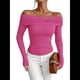 thumbnail image 1 of Blusas Elegantes Informales con Hombros Descubiertos para Mujer, de Corte Entallado, de Larga, para Salir en y Otoño. Rosa Roja L, 1 of 8