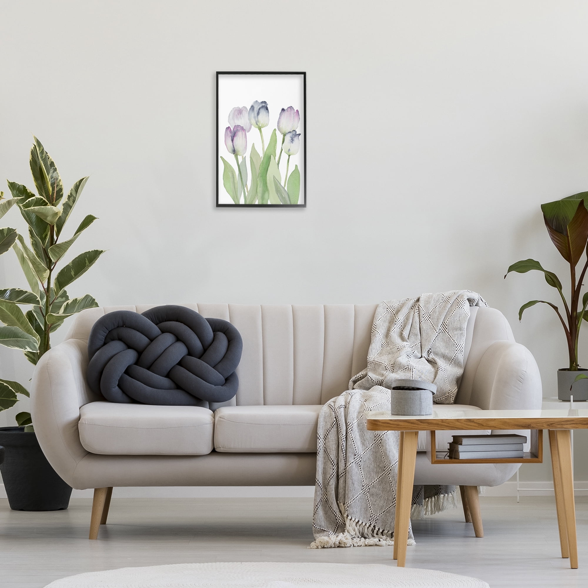 Stupell Industries Soft Garden Tulips Botanical & Floral Painting Black Framed Art Print Wall Art, 16 x 24