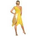 thumbnail image 2 of TiaoBug Women's One Shoulder Liturgical Praise Dance Dress Lyrical Worship Dancewear Color Block Performance Costume Yellow M, 2 of 7