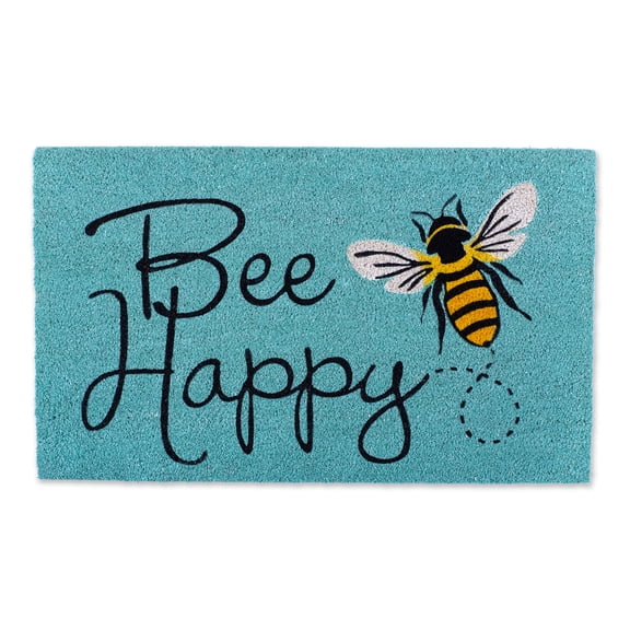 DII Natural Coir Doormat, Fun Greeting Mat, Bee Happy, 17x29"