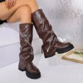 thumbnail image 5 of Round Toe Boots,Knee High Boots for Women - Modern Tall Dress Boots with Clean Structured Upper,Round Toe Knee Boots,Platform Sole and Slouchy Shaft Fashion Boots,Everyday Casual Footwear for Winter, 5 of 6