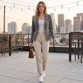 thumbnail image 3 of Sorvello Women’s Short Faux Suede Jacket Tailored Fit Notch Lapel Button Closure Structured Coat Gray XL, 3 of 6