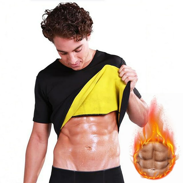 Camisa más delgada Hombres Workout Sauna Suit Neoprene Short Sleeve Sweat Shirt Body Shaper Training Weight Loss Shirt