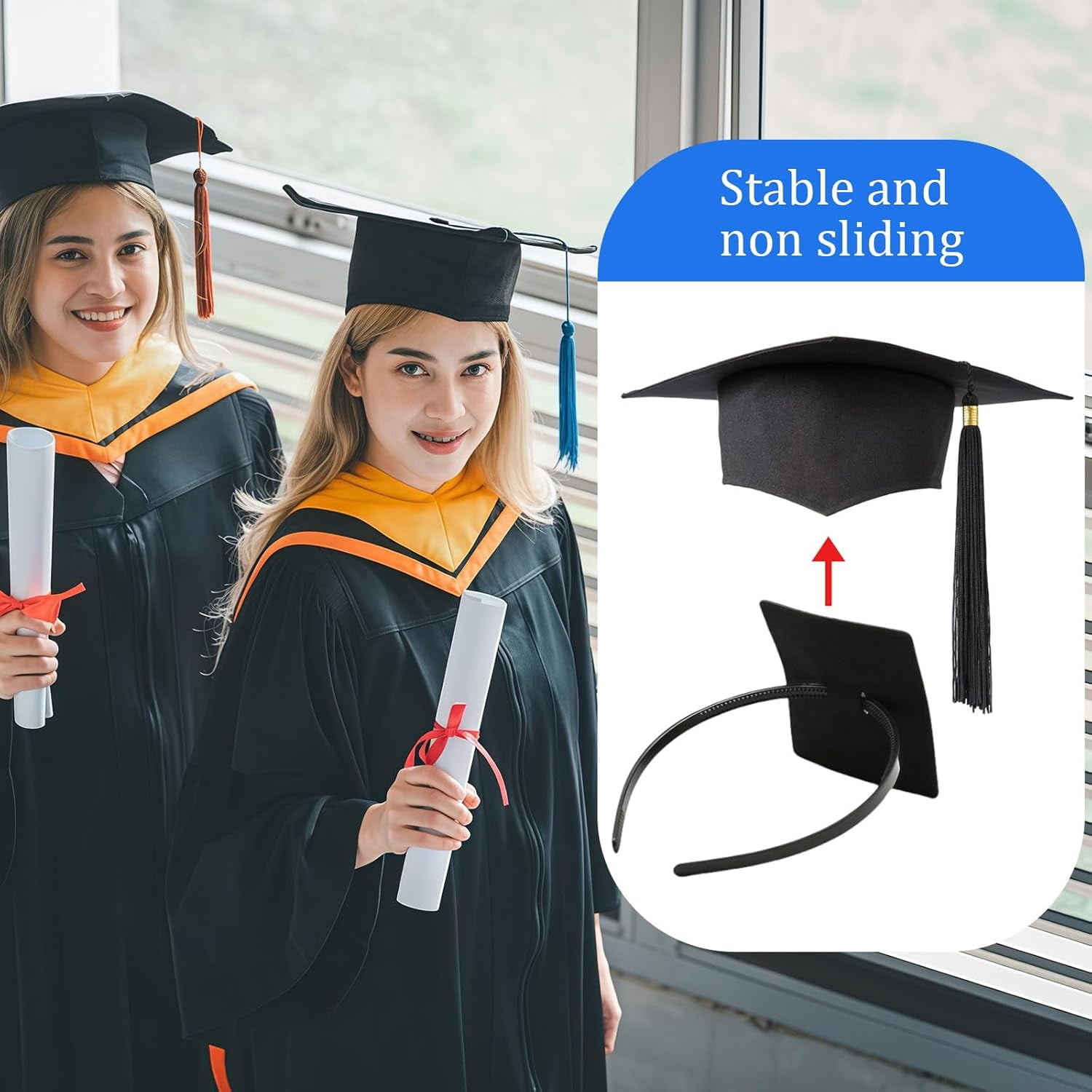 Graduation Cap Headband Insert, Grad Caps Headband Insert, Adjustable, Secures Cap and Keeps Hairstyle, Upgraded Interior Design, Simple and Practical Anti-Fall Hairband for Graduation(1PCS)