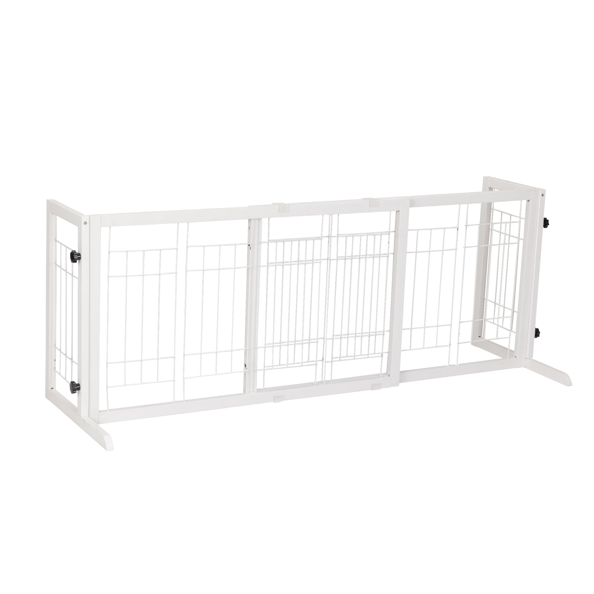 Pefilos Wood Freestanding Pet Gate, Adjustable Wide from 38"-71" Pet Gate, Detachable Pet Playpen for Indoor Dogs, Cats, Furry Animals, White Pefilos Wood Freestanding Pet Gate, Adjustable Wide from 38"-71" Pet Gate, Detachable Pet Playpen for Indoor Dogs, Cats, Furry Animals, White