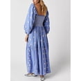 thumbnail image 2 of Diconna Robe Longue pour Femmes, Robe à Manches Longues Col Carré Broderie Fleur Robe Ample, 2 of 4
