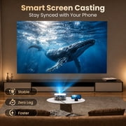TOPVISION Supported 4K Movie Projector with WiFi Bluetooth, Native 1080P FHD Outdoor Projector for Home Theater, Electric Focus & Auto Keystone, Mini Projector Compatible with Phone/Laptop/PS5