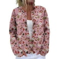 thumbnail image 6 of Women's Cardigan Long Sleeve Lightweight Fun Christmas Print Jacket with Button Front for Holiday Fashion and Casual Wear,Pink,2XL, 6 of 7