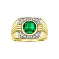 thumbnail image 1 of RYLOS Mens Rings 14K Yellow Gold Designer Round Gemstone &  Sparkling Diamond Ring Emerald May Birthstone Rings For Men, Men's Rings, Gold Rings Sizes 8 - 13, 1 of 6
