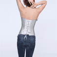 thumbnail image 6 of Aoiroe Women's Bustier Corset Top Plus Size Satin Waist Overbust Bustiers Silver L, 6 of 9