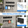 Black 2 Pack Wall Mounted Metal Mug Rack Hanging Cup Storage Holder ...
