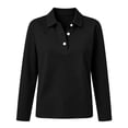 thumbnail image 5 of gbyLJF Women's Long Sleeve Collared Shirt Fall V Neck Button Down Business Tops Casual Work Basic Golf Tee, 5 of 8