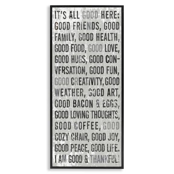 Stupell Industries Farmhouse All Good Here Phrases Black Framed Giclee Art, 13 x 30, by Peter Horjus