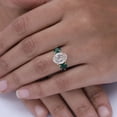 thumbnail image 2 of 3-Stone Engagement Ring for Women, Oval Cut Moissanite & Heart Cut Green Emerald Lab Grown Gemstone Birthstone Promise Ring for Her in 14K Solid Rose Gold Size 4.5, 2 of 8