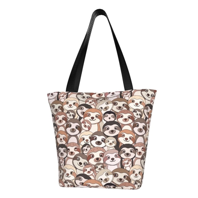 Fotbe Brown Sloth Bolsa de Playa con Estampado, Bolsa de Hombro, Bolsa de Mano Espaciosa, Bolsa de Viaje Ligera, Bolsa de Compras Versátil