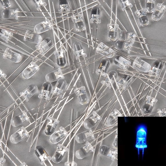 100 PCS 5mm Round Top Blue LED Light Emitting Diode BETT - Walmart.com
