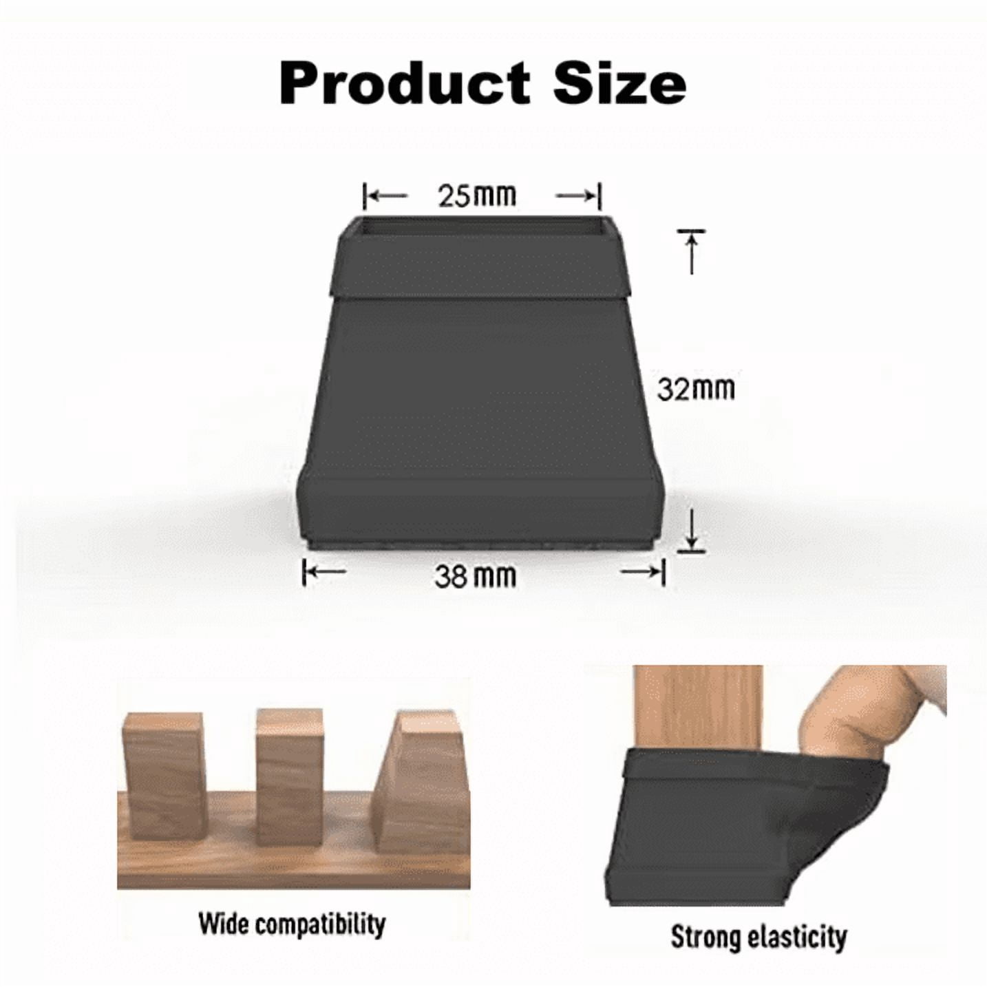 16 PCS Square Chair Leg Floor Protector, Silicone Chair Leg Cover, Mobile Table Leg pad, Furniture Leg Protectors with Felt,Protect The Floor from Scratches.1 1/2 in Black.