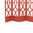 thumbnail image 3 of Wooden 4 Panel Room Divider with Open Geometric Design, Red, 3 of 5