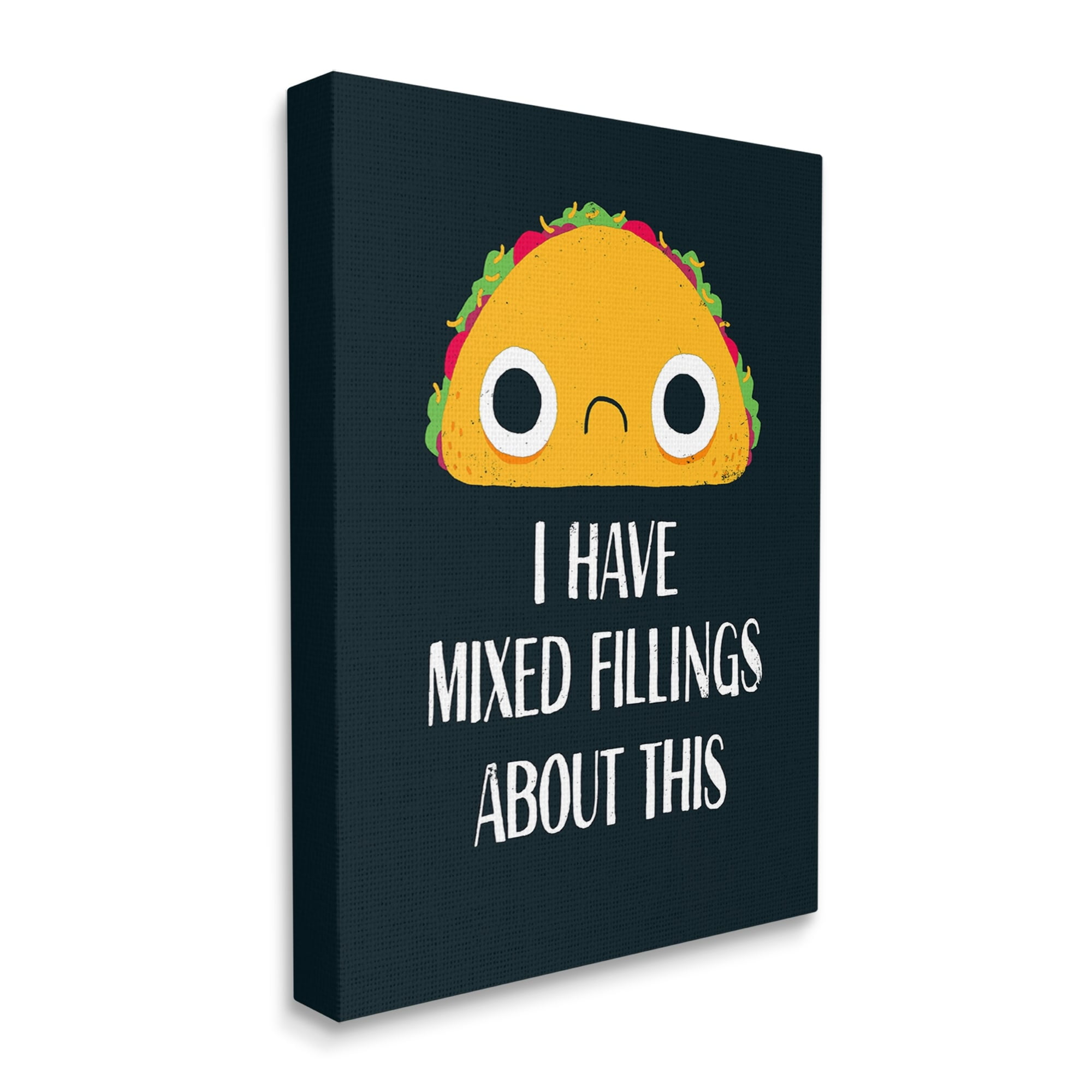 Stupell Industries Mixed Feelings Frowning Taco Bold Typography Illustration Canvas Wall Art, 36 x 48, Design by Michael Buxton