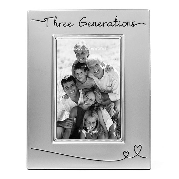 Haysom Interiors Hermoso Marco De Fotos De Tres Generaciones Chapado En Plata De Dos Tonos De 4 X 6 Pulgadas Con Terciopelo Negro | Idea De Regalo Única Y Bien Pensada De Happy Homewares