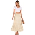 thumbnail image 3 of Zeagoo Women's Elastic High Waist A Line Layer Ruffle Swing Casual Long Maxi Skirt, 3 of 7