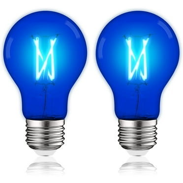Luxrite A19 Edison LED Blue Light Bulb 4.5W=60W E26 Base Indoor Outdoor Decoration Party Holiday Lighting 2 Pack