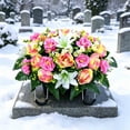 thumbnail image 5 of Cadancy Artificial Flowers Cemetery Memorial Grave Decoration Realistic Silk Floral Arrangement for Outdoor Tombstone Sympathy Tribute Fake Plants UV Resistant Weatherproof Decor, 5 of 6