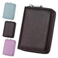 thumbnail image 4 of Card Holder with 20 Slots, PU Leather Accordion Wallet, Zipper Around, RFID Blocking, Slim Travel Card Case for Men & Women - Coffee, 4 of 7