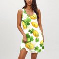 thumbnail image 1 of Vestido de dormir largo para mujer, moderno, informal, estampado, con bolsillos, sin mangas, con cuello de jardín, 1 of 8