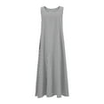 thumbnail image 3 of SHTXOZHI Womens Summer Sleeveless Plaid Dresses Crewneck Casual Maxi Sundresses with Pockets, 3 of 6