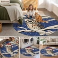 thumbnail image 5 of Round Rugs 6Ft, Blue Owl Christmas Round Area Rug Washable Indoor Throw Carpet, Xmas Snowflake Botanical Vintage Soft Non Slip Circle Rug for Office Cabinet Home Decor Aesthetic, 5 of 8