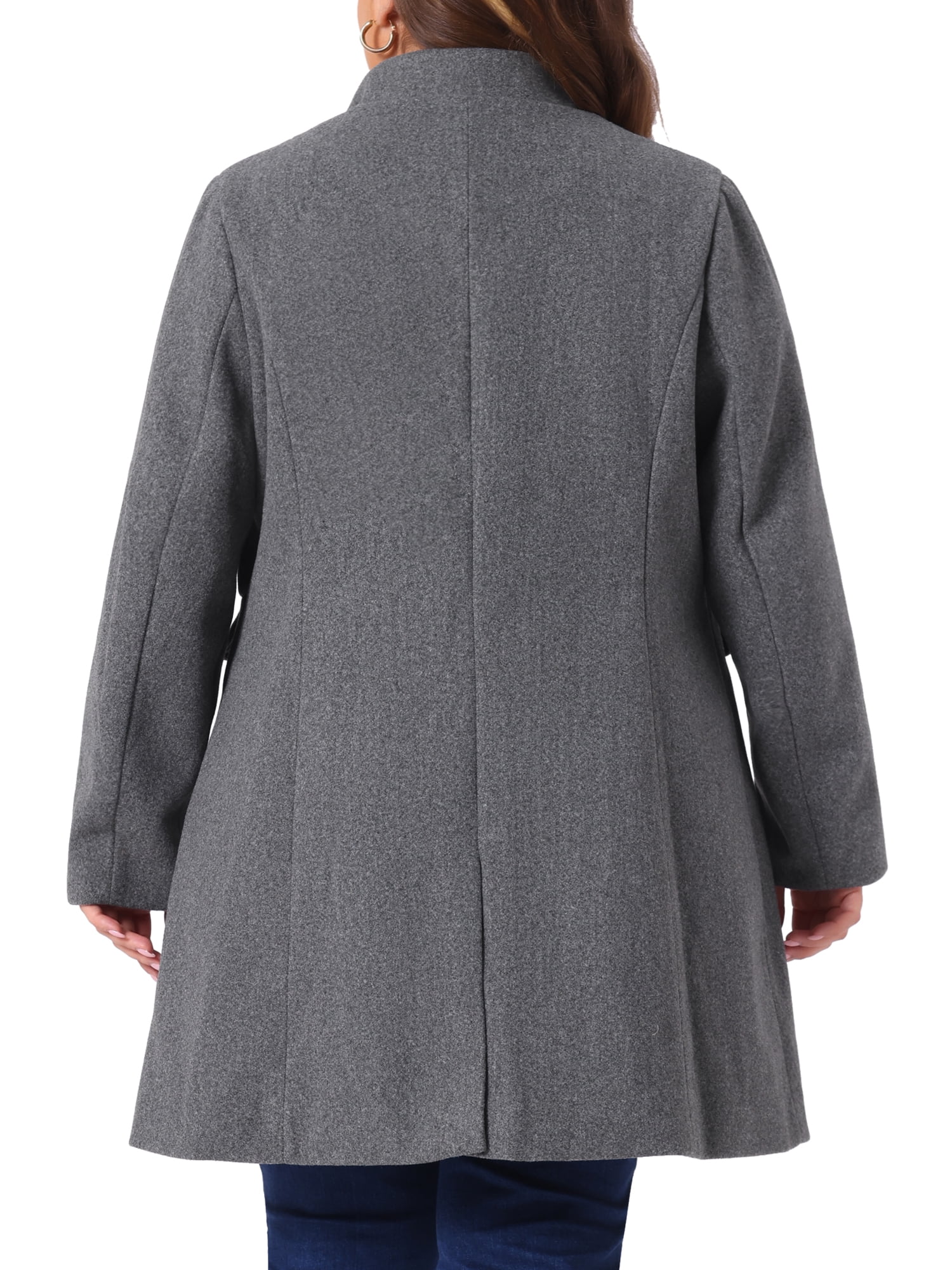 DARING DIVA Women's Plus Size Steampunk Stand Collar Single Breasted Coat 3X Grey