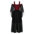 thumbnail image 4 of Hansber Kids Girls Medieval Princess Renaissance Faire Dress Cold Shoulder Long Sleeve Gothic Witch Dresses Burgundy 8, 4 of 7