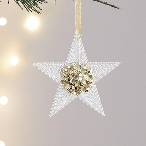 Ganfancp Christmas Snowflake Gold-Edged Transparent Decoration Christmas Tree Window Ornament Unique-Shaped Hanging Decorations Ofertas Del Día 1X 5 Estrellas