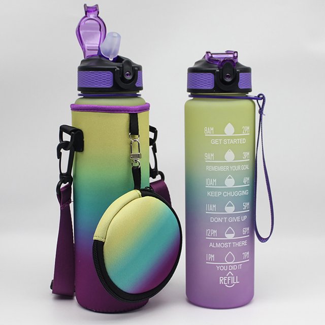 Funda antideslizante para botella de agua de 1000 ML Funda para botella deportiva de 1000 ML (amarillo púrpura) Ndcxsfigh Para Estrenar