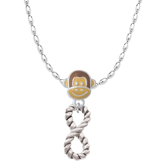 Delight Jewelry Silvertone Infinity Rope Mia Monkey Charm Necklace