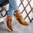 thumbnail image 3 of Modisza Pointed Closed Toe Wedge Sandals for Women Casual Slingback Suede Espadrilles Slip on Walking Shoes for Ladies Work size 8 Brown, 3 of 7