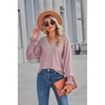 thumbnail image 2 of Anbech Lace Stitching Women Shirt V Neck Lace Chiffon Blouse Long Sleeve Loose Pullover Top, 2 of 8
