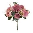 thumbnail image 3 of Ramo de flores de peonía artificiales, adorno para decoración del hogar para San Valentín Rosa oscuro, 3 of 8