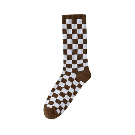 

SHIBAOZI Women Men Casual Socks Stylish Color-Contrast Checkerboard Printed Patchwork Middle-Calf Socks