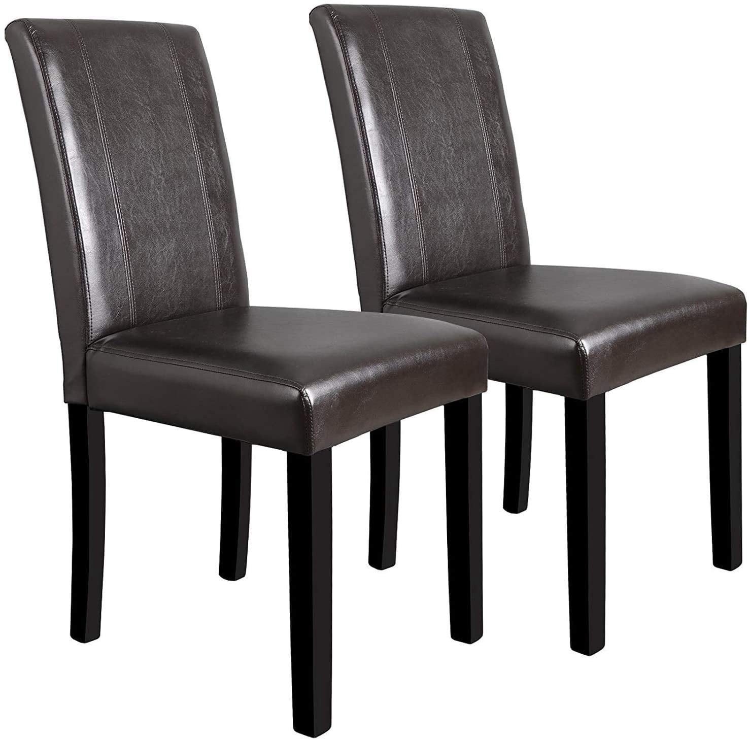 ZENY 8Pcs Pu Leather Armless Dining Chair, Brown