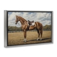 thumbnail image 2 of Stupell Industries Rustic Lodge Saddled Up Chestnut Horse Gray Floating Frame Canvas Art, 25 x 17, by Petals Prints Design, 2 of 8