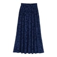 thumbnail image 3 of Zaldita Womens Retro Vintage Floral Jacquard Skirt Elastic High Waisted Casual A-Line Velvet Long Maxi Skirts Blue XL, 3 of 4