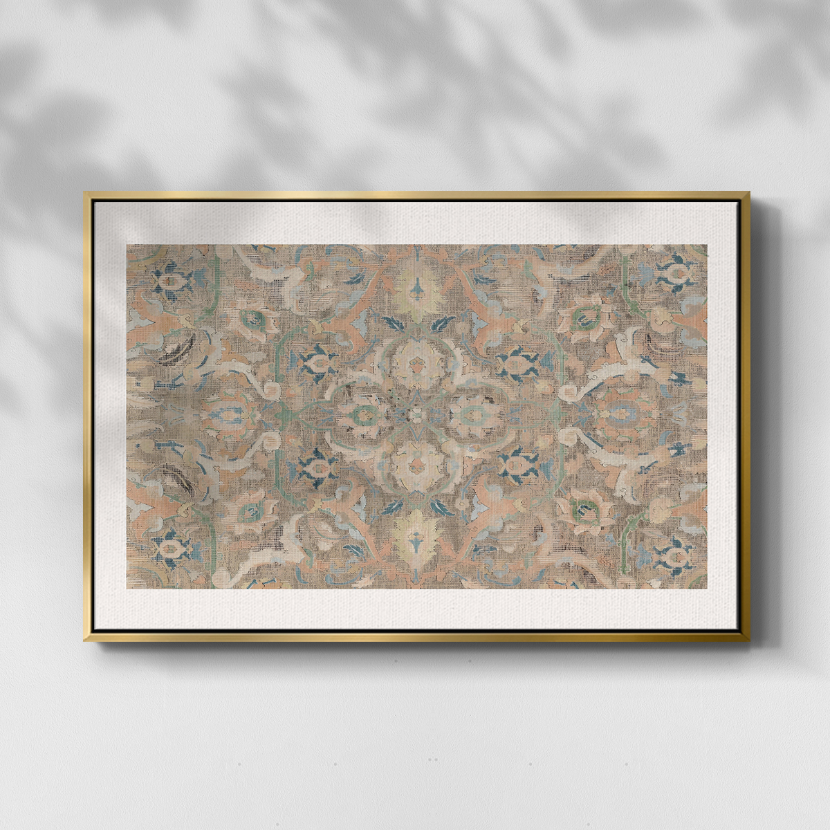 Vintage Abstract Print-II Framed in Gold Wood Gallery Wrapped Canvas 25 in. x 37 in.