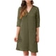 thumbnail image 2 of Puntoco Vestido De Manga Corta Con Cuello En V, Mujer Primavera Y Verano Con Cuello En V Color Sólido Algodón Y Lino Vestido Casual De Manga Corta Con Bolsillo Verde Militar Xxl, 2 of 7