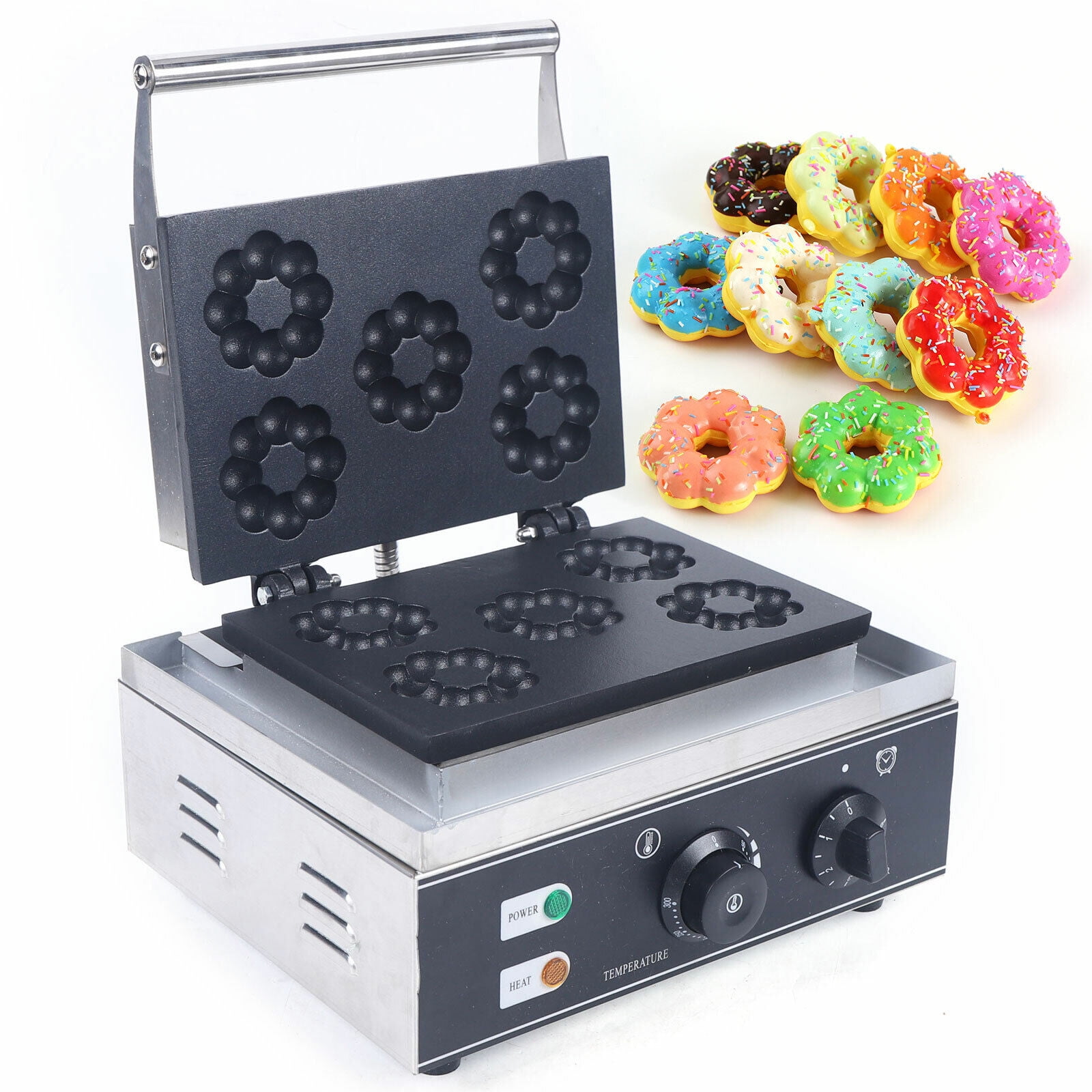 Mkyiongou Commercial Electric Mini Donut Making Machine Nonstick Waffle  Baker Maker 1500W