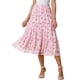 thumbnail image 1 of Falda Floral de Mujer INSPIRE CHIC con Cintura Alta Elástica, Largo hasta el Tobillo, Falda A-Line 2XL Rosa, 1 of 6